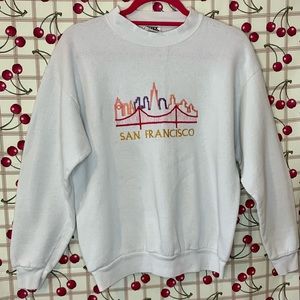 90s Vintage San Francisco Embroidered White Crewneck Tultex Sweatshirt